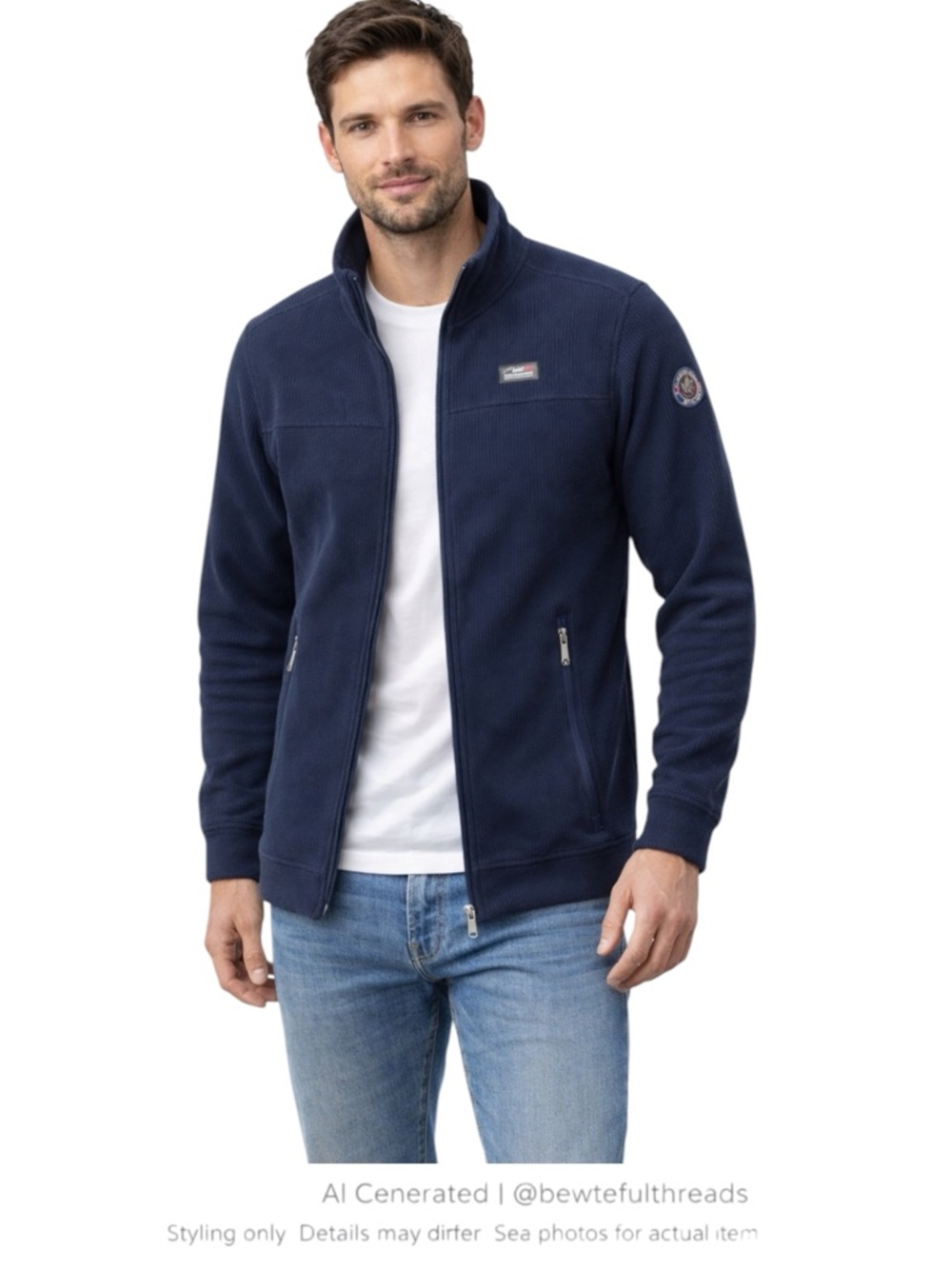 Greenlander Navy Zip Jacket Men’s M Minimalist Fleece Zip Up Casual Layer